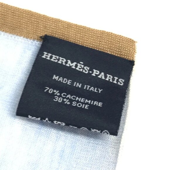 HERMES Epi Carre Geant 120 Large Shawl Stole/Shawl Scarf silk / Cashmere blue - Picture 6 of 15